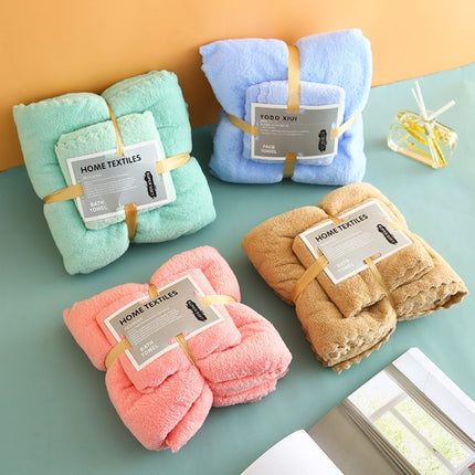 Bath Towel + Towel Set Can Wear Coral Fleece Beach Towel(Cyan)-garmade.com