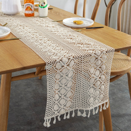 Widened And Stitched Rustic Knitted Hollow Tablecloth, Size: 30x140cm(Phoenix Double Stitching)-garmade.com