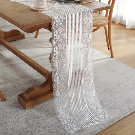 Romantic Lace Table Runner Wedding Decoration, Size: 90cm(White Lace)-garmade.com