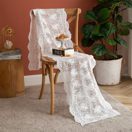 Romantic Lace Embroidered Table Runner Wedding Decoration, Size: 40x140cm(White)-garmade.com