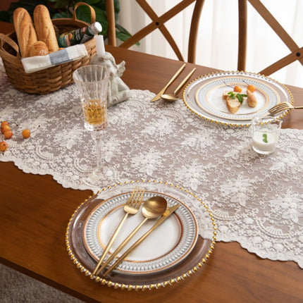 Romantic Lace Embroidered Table Runner Wedding Decoration, Size: 40x140cm(Beige)-garmade.com