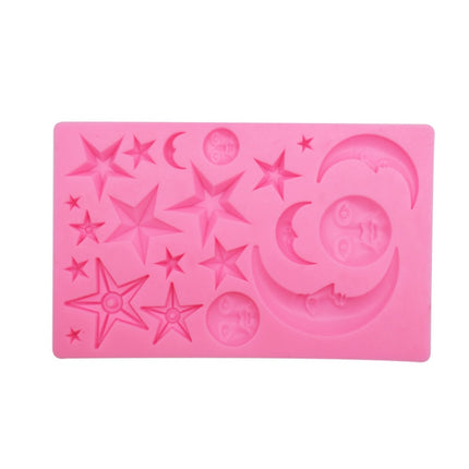 Star Moon Face Chocolate Clay DIY Silicone Mold(Pink)-garmade.com