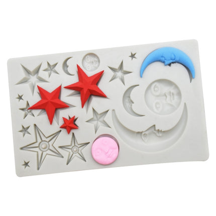 Star Moon Face Chocolate Clay DIY Silicone Mold(Pink)-garmade.com