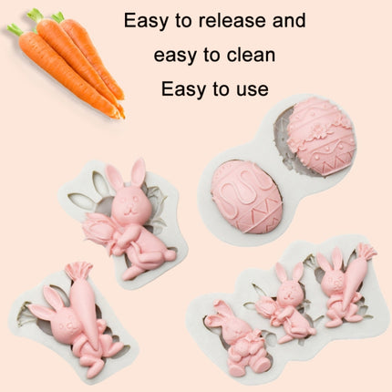 2 PCS Easter Bunny Egg Chocolate Baking Clay Silicone Mold, Specification: Three Rabbits-garmade.com
