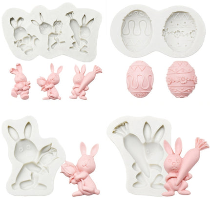 2 PCS Easter Bunny Egg Chocolate Baking Clay Silicone Mold, Specification: Double Egg-garmade.com