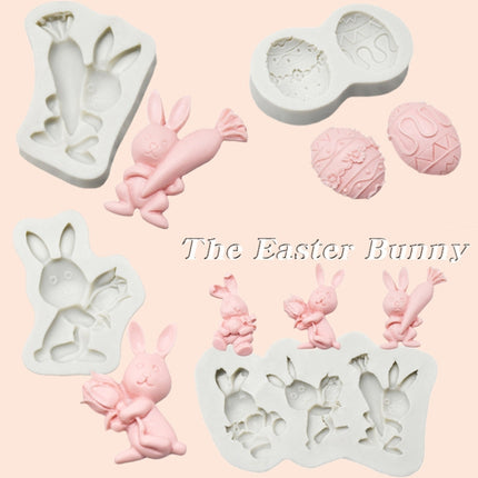 2 PCS Easter Bunny Egg Chocolate Baking Clay Silicone Mold, Specification: Double Egg-garmade.com