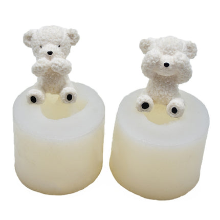 DIY Stereo Bear Aroma Cake Baking Silicone Mold(With Tail Covering Eyes Bear)-garmade.com
