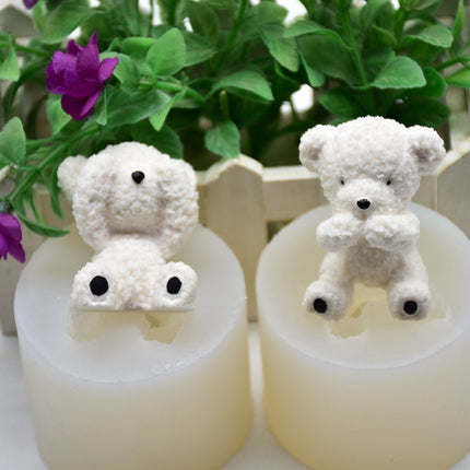 DIY Stereo Bear Aroma Cake Baking Silicone Mold(With Tail Covering Eyes Bear)-garmade.com