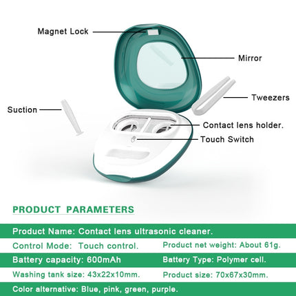 BAKU BA-2030 Portable Ultrasonic Contact Lens Cleaner(Blue)-garmade.com