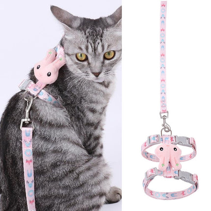 Rabbit Head Type Anti-breakaway Adjustable Cat Leash, Size: Small Suitable for Within 3kg(Pink)-garmade.com