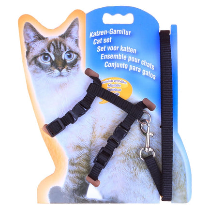 5 PCS I-shaped Nylon Cat Leash Pet Chest Strap(Black)-garmade.com