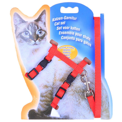 5 PCS I-shaped Nylon Cat Leash Pet Chest Strap(Red)-garmade.com
