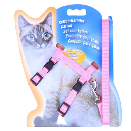 5 PCS I-shaped Nylon Cat Leash Pet Chest Strap(Pink)-garmade.com