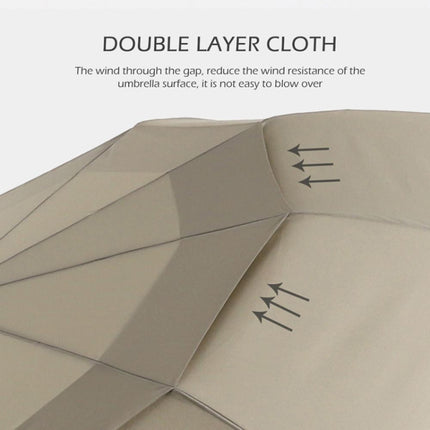 PARACHASE Ten-bone Double-layer Large Windproof Business Automatic Folding Umbrella(Khaki)-garmade.com