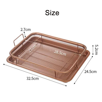 Oven Baking Stainless Steel Baking Pan Drain The Oil Mold, Specification: Square Bronze-garmade.com