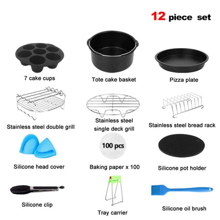 12 PCS/Set 7 Inch Air Fryer Baking Accessories Stainless Steel Set-garmade.com