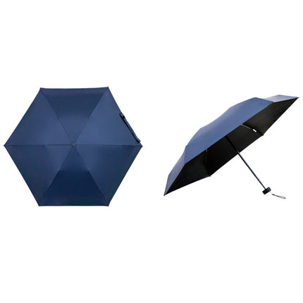 PARACHASE Mini Six Fold Bag Black Glue Sunside Sunscreen Anti-UV Sun Umbrella(Navy)-garmade.com