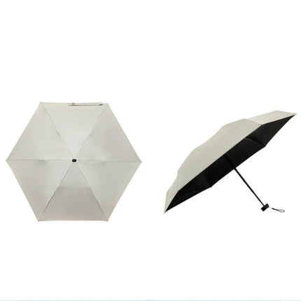 PARACHASE Mini Six Fold Bag Black Glue Sunside Sunscreen Anti-UV Sun Umbrella(Khaki)-garmade.com