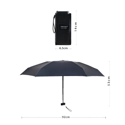 PARACHASE Mini Six Fold Bag Black Glue Sunside Sunscreen Anti-UV Sun Umbrella(Navy)-garmade.com