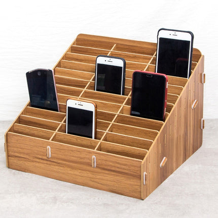 D-86 Office Conference Classroom Mobile Phone Storage Box, Style: 36 Grids (Walnut)-garmade.com