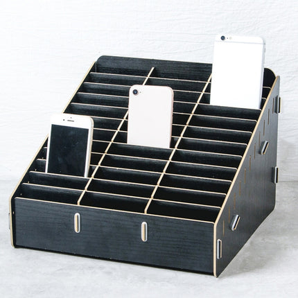 D-86 Office Conference Classroom Mobile Phone Storage Box, Style: 36 Grids (Black Oak)-garmade.com