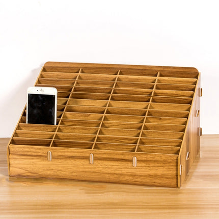 D-86 Office Conference Classroom Mobile Phone Storage Box, Style: 48 Grids (Walnut)-garmade.com