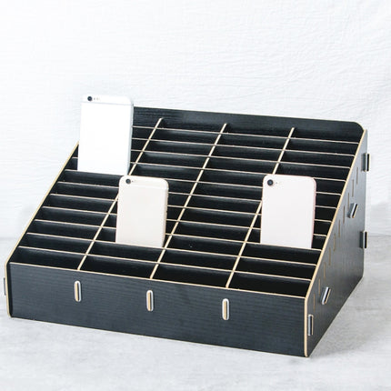 D-86 Office Conference Classroom Mobile Phone Storage Box, Style: 48 Grids (Black Oak)-garmade.com