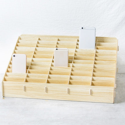 D-86 Office Conference Classroom Mobile Phone Storage Box, Style: 60 Grids (Oak)-garmade.com