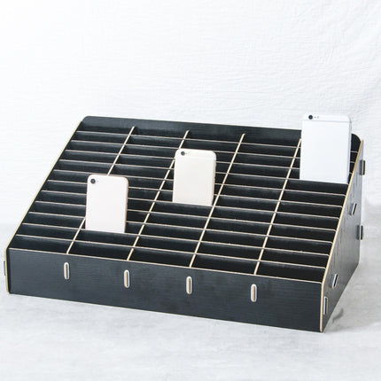 D-86 Office Conference Classroom Mobile Phone Storage Box, Style: 60 Grids (Black Oak)-garmade.com