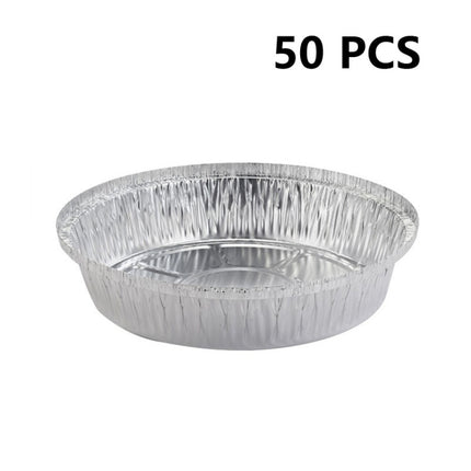 50 PCS / Set Thickened Circular Baking Tray Grilled Meat Paper, Specification: 8 inch(Silver White)-garmade.com