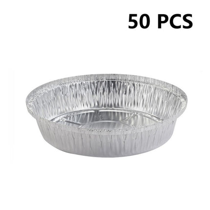 50 PCS / Set Thickened Circular Baking Tray Grilled Meat Paper, Specification: 9 inch(Silver White)-garmade.com