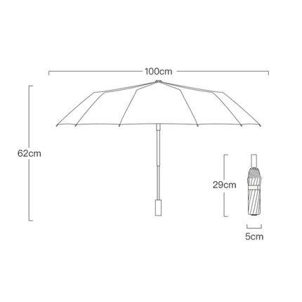 3-fold 16-bone Hand Open Umbrella Retro Wood Handle Black Glue Sunshade Umbrella(Spring Tree)-garmade.com