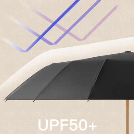 3-fold 16-bone Hand Open Umbrella Retro Wood Handle Black Glue Sunshade Umbrella(Sunset Mountain)-garmade.com