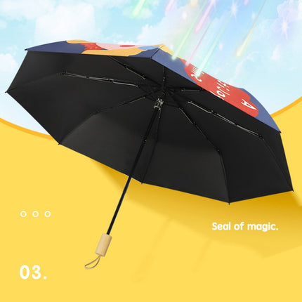 3-fold 8-bone Hand-opened Sunny and Rainy Umbrella Black Glue Sunscreen Umbrella(Dark Blue)-garmade.com