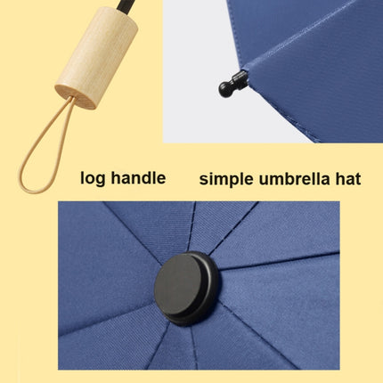 3-fold 8-bone Hand-opened Sunny and Rainy Umbrella Black Glue Sunscreen Umbrella(Dark Blue)-garmade.com