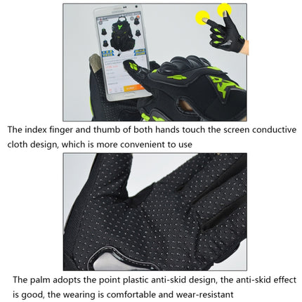 MOTOCENTRIC 13-MC-010 Touch Screen Motorcycle Breathable Gloves, Specification: M(Green)-garmade.com