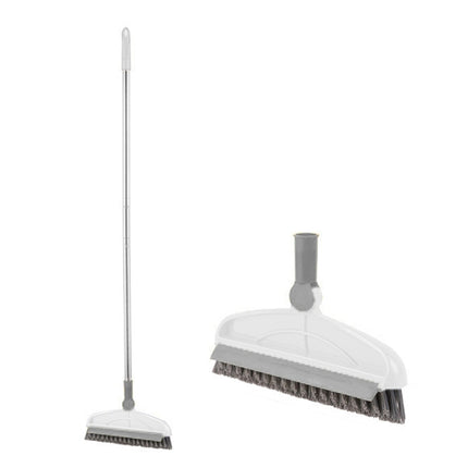 2 PCS Hard Bristle Crevice Brush Long Handle Floor Brush Wiper,Style: 2-section Rod(Gray)-garmade.com