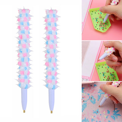 2 PCS Mace Diamonds Painting Pens Embroidery Sewing Accessories(Pink)-garmade.com