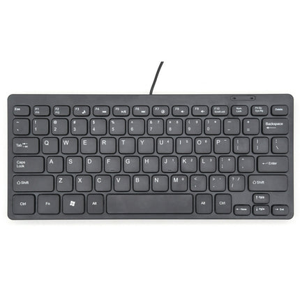 K1000 87 Keys Thin Wire Small Keyboard Multimedia Mini Keyboard(Black)-garmade.com