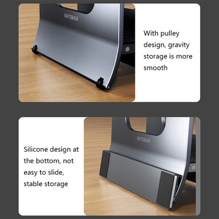 Oatsbasf 03880 H-type Alloy Laptop Gravity Automatic Storage Rack(Grey)-garmade.com