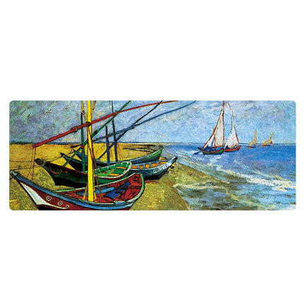 300x800x1.5mm Unlocked Am002 Large Oil Painting Desk Rubber Mouse Pad(Seaside Boat)-garmade.com