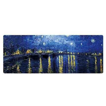 300x800x4mm Locked Am002 Large Oil Painting Desk Rubber Mouse Pad(Starry Night)-garmade.com