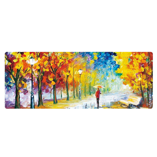 400x900x1.5mm Unlocked Am002 Large Oil Painting Desk Rubber Mouse Pad(Autumn Leaves)-garmade.com