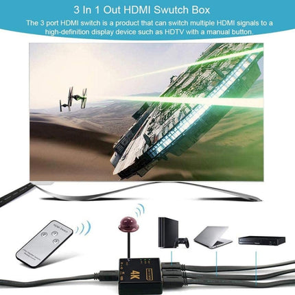 5 PCS/Set 4K 3 into 1 out HDMI Switcher With Remote Control-garmade.com