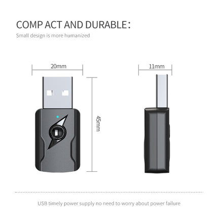 2 PCS 5.0 Bluetooth Transmitter AUX Receiver USB Dual Output Computer Audio Adapter-garmade.com