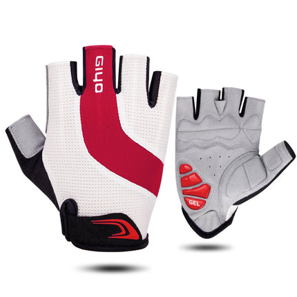 GIYO S-14 Bicycle Half Finger Gloves GEL Shock Absorbing Palm Pad Gloves, Size: M(Red)-garmade.com