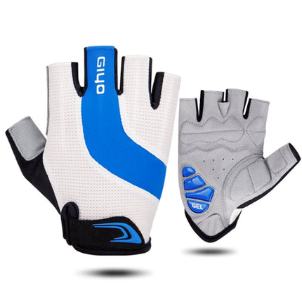 GIYO S-14 Bicycle Half Finger Gloves GEL Shock Absorbing Palm Pad Gloves, Size: L(Blue)-garmade.com