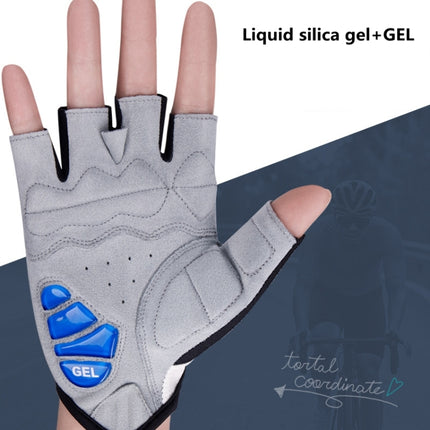 GIYO S-14 Bicycle Half Finger Gloves GEL Shock Absorbing Palm Pad Gloves, Size: L(Blue)-garmade.com