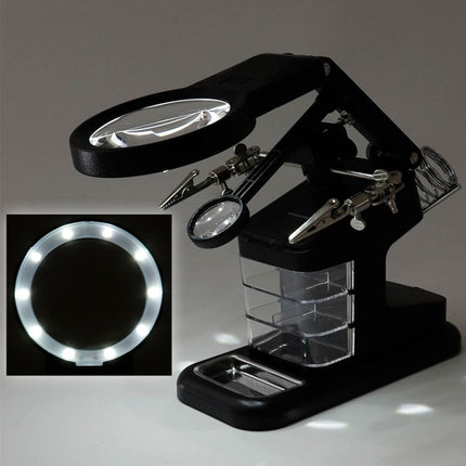Desktop Multifunctional Chip Welding Repair Inspection Magnifying Glass with LED Light(White)-garmade.com