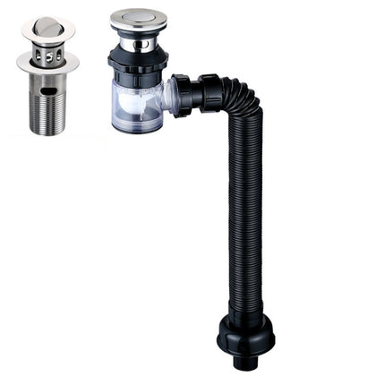 Household Deodorant Washbasin Water Pipe, Style: A Black Flap With Basket and Overflow-garmade.com